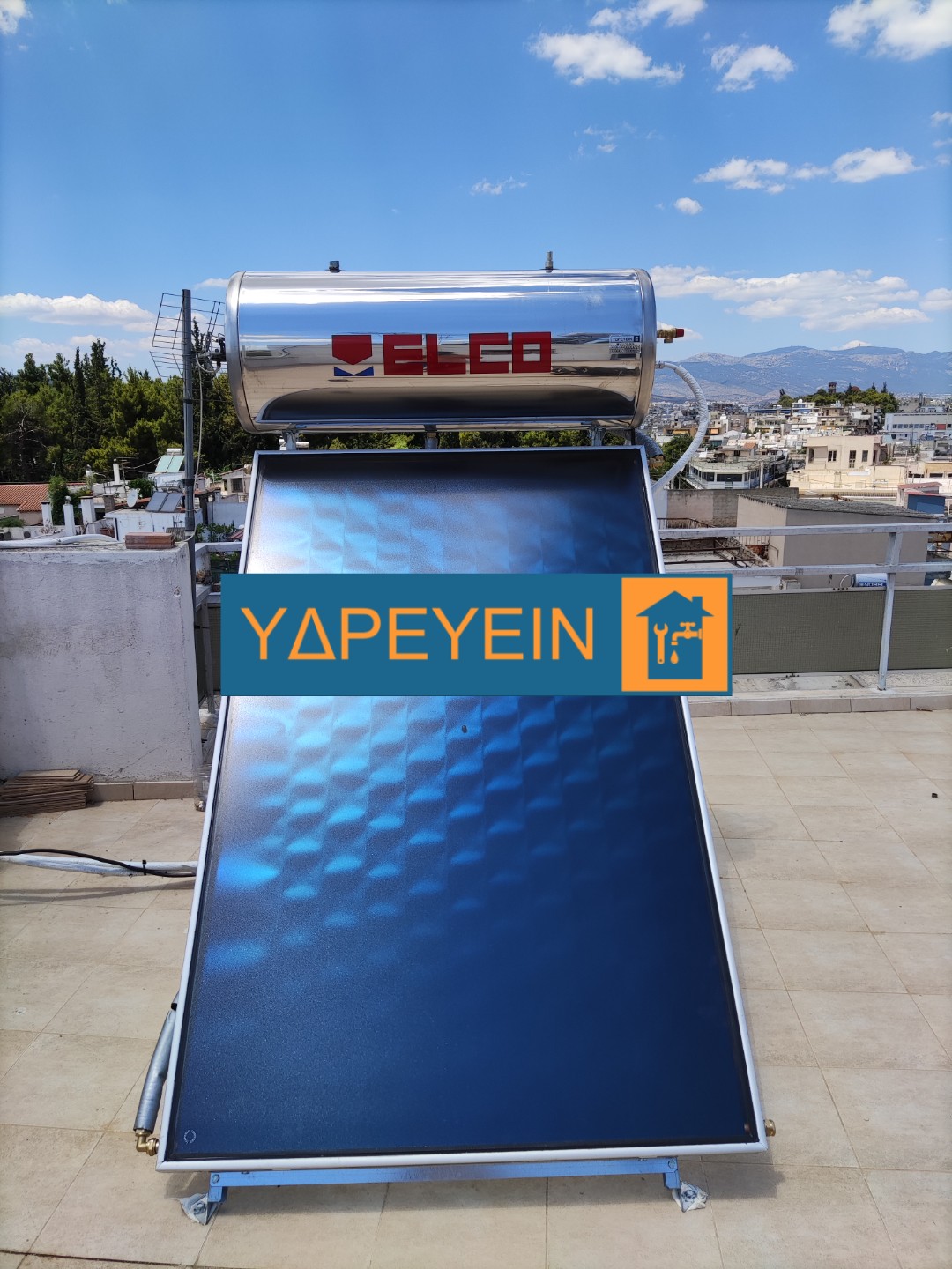 Ηλιακός θερμοσίφωνας ELCO SOL-TECH σε ταράτσα